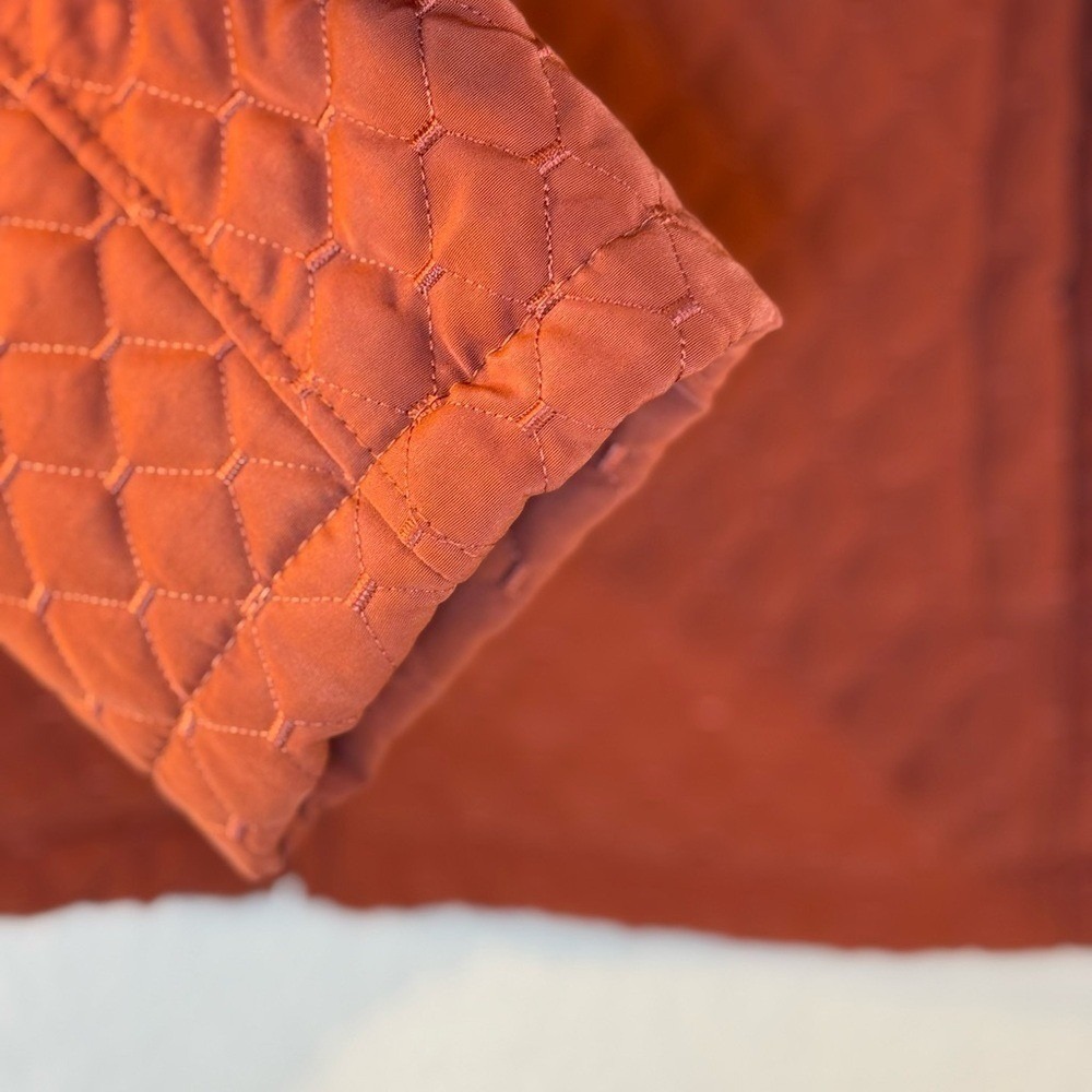 Giacca‎ Rust Quilted Diamond Stitch Lightweight Zip Jacket Side Buckles Large - Picture 4 of 13
